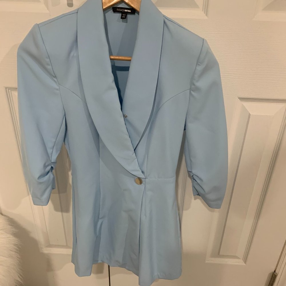 BABY BLUE BLAZER DRESS